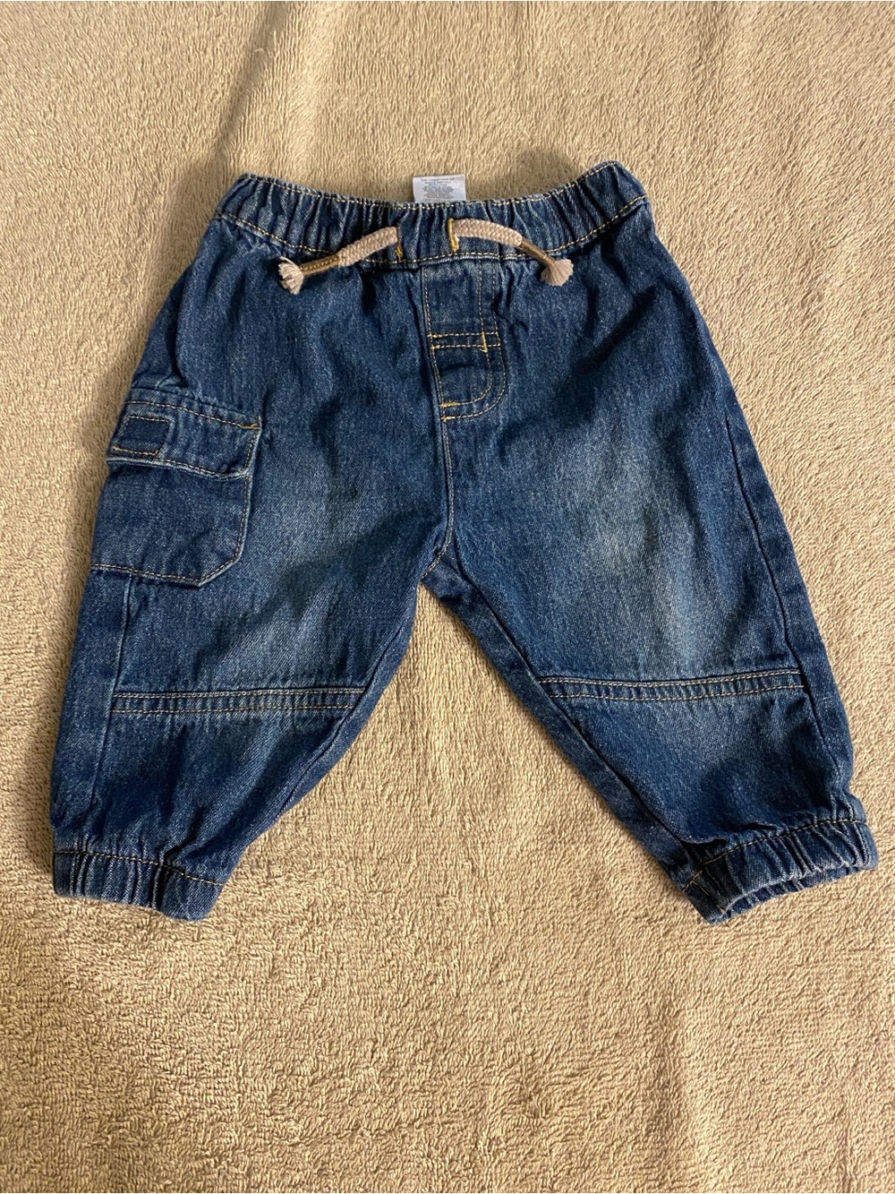 Toddler Dark Blue Denim Cargo Joggers - Unbranded